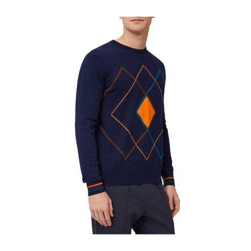 HARMONT & BLAINE Pullover Maglia Uomo fantasia Argyle Blu arancio A24 - HARMONT & BLAINEHRM659030788 - 836 - M - Francavilla Moda